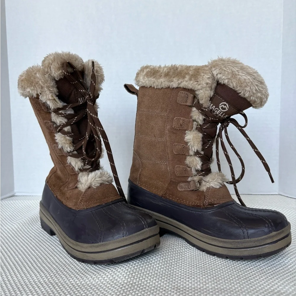 Magellan Women’s Suede Leather Boots Size 6 Faux Fur Lined